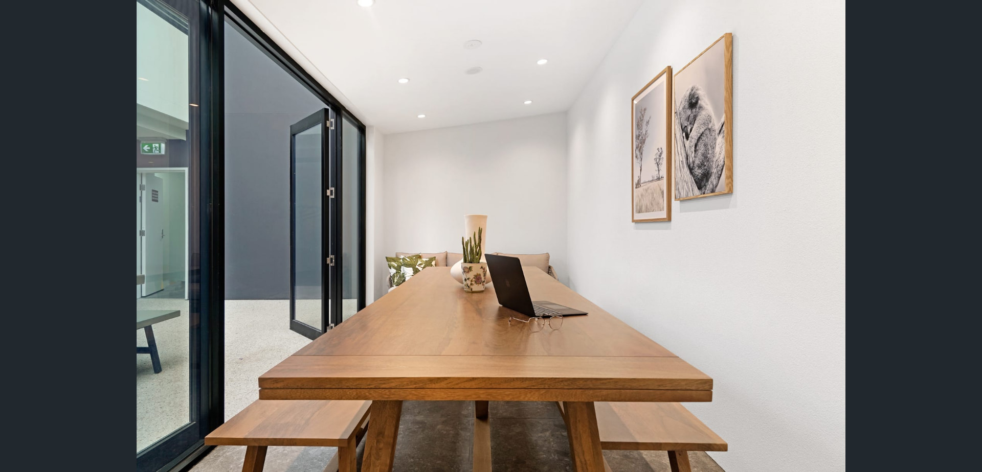 Communal dining and workspace at 327 Trafalgar St, Petersham