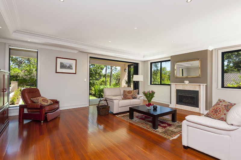 Formal living room with garden outlook at 35 Warrimoo Ave, St Ives