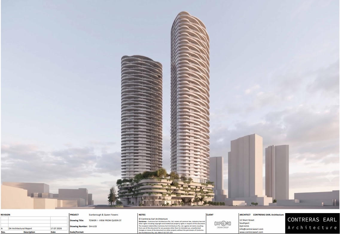 Artist impression of the twin Scarborough & Queen towers, Southport