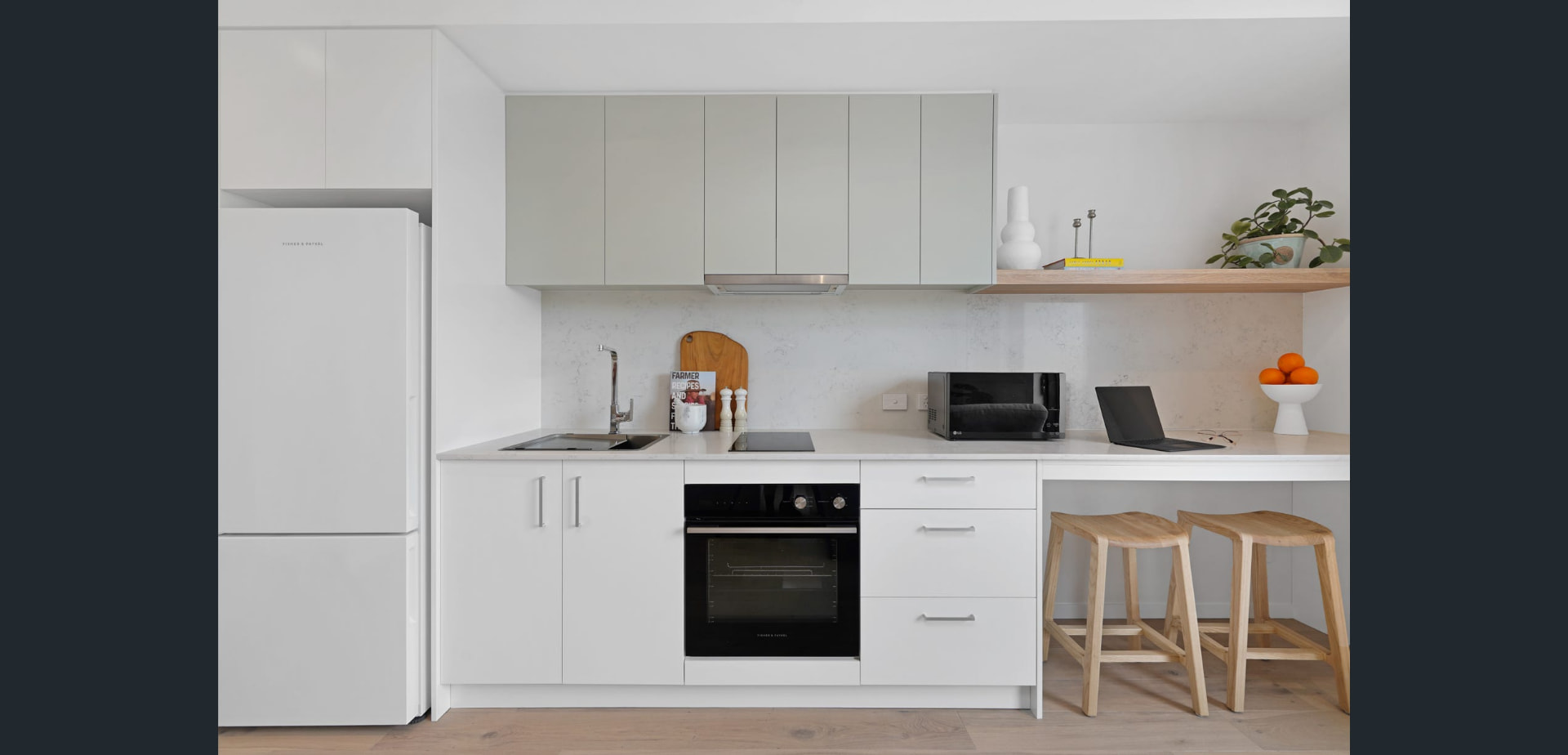 Kitchen with island bench at 327 Trafalgar St, Petersham