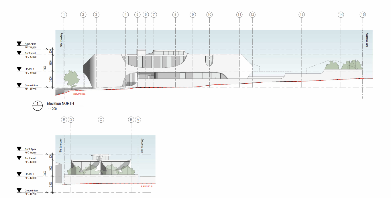 North elevation drawing for 36 Caledonian St, Bexley