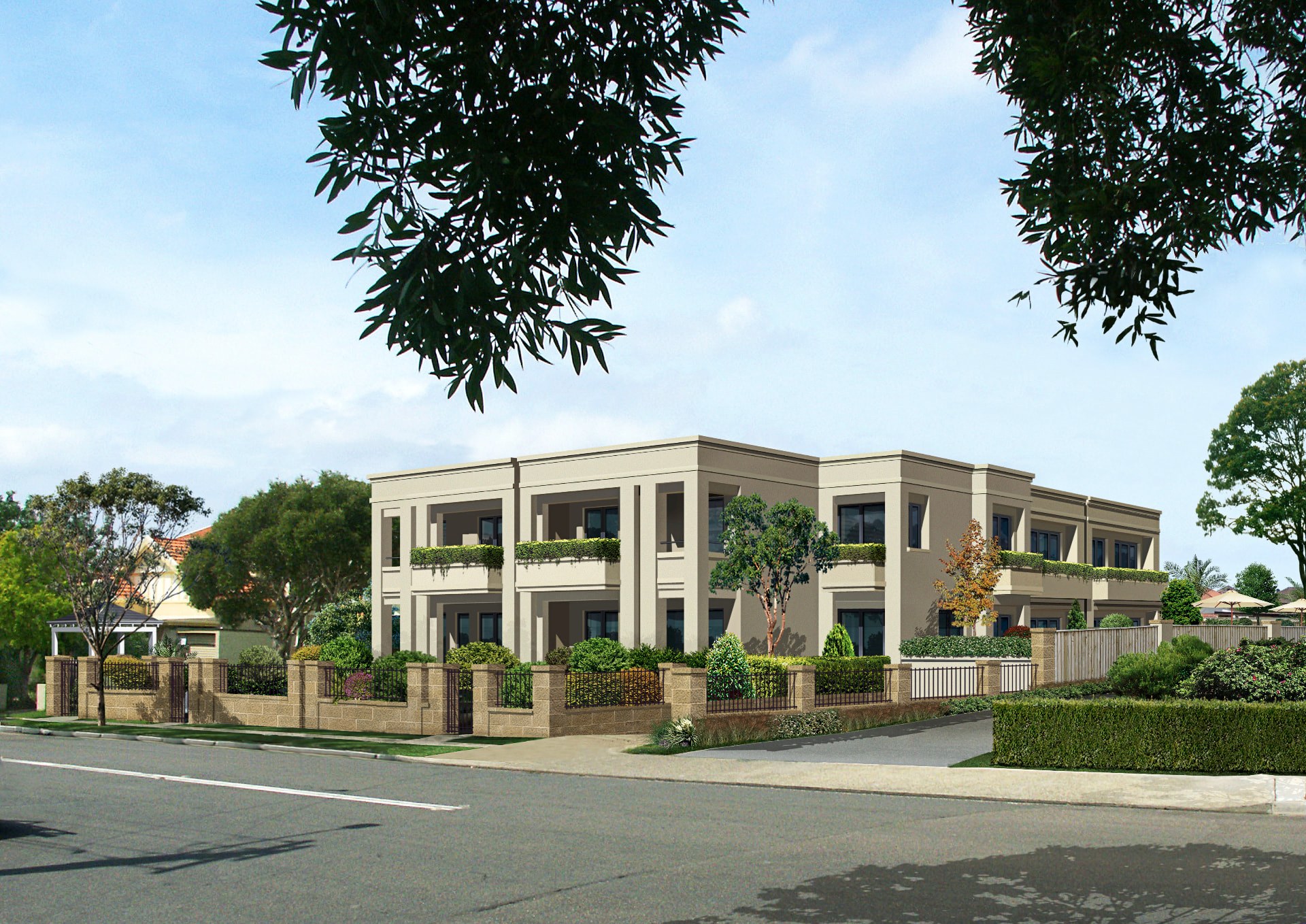Rendered street view of the proposed development at 14-16 Wellbank St, Concord